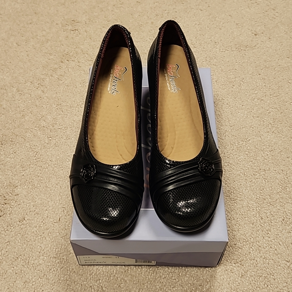 OrthoFeet MAYA bioheels Black Womens Shoes Sz 11 WIDE - never worn!
